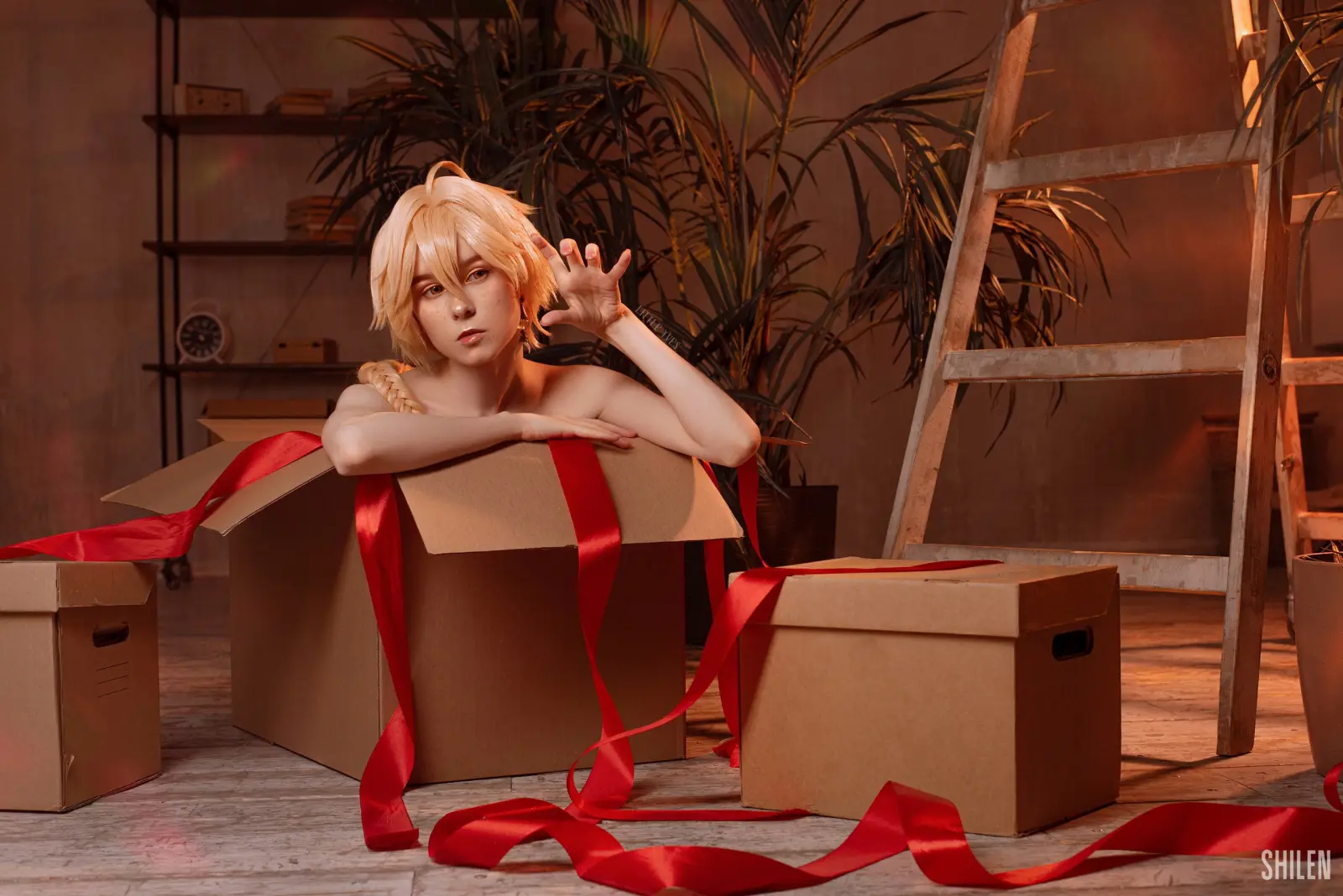 Lil Yves Nude Cosplay Tease - Gift Box Unwrapping
