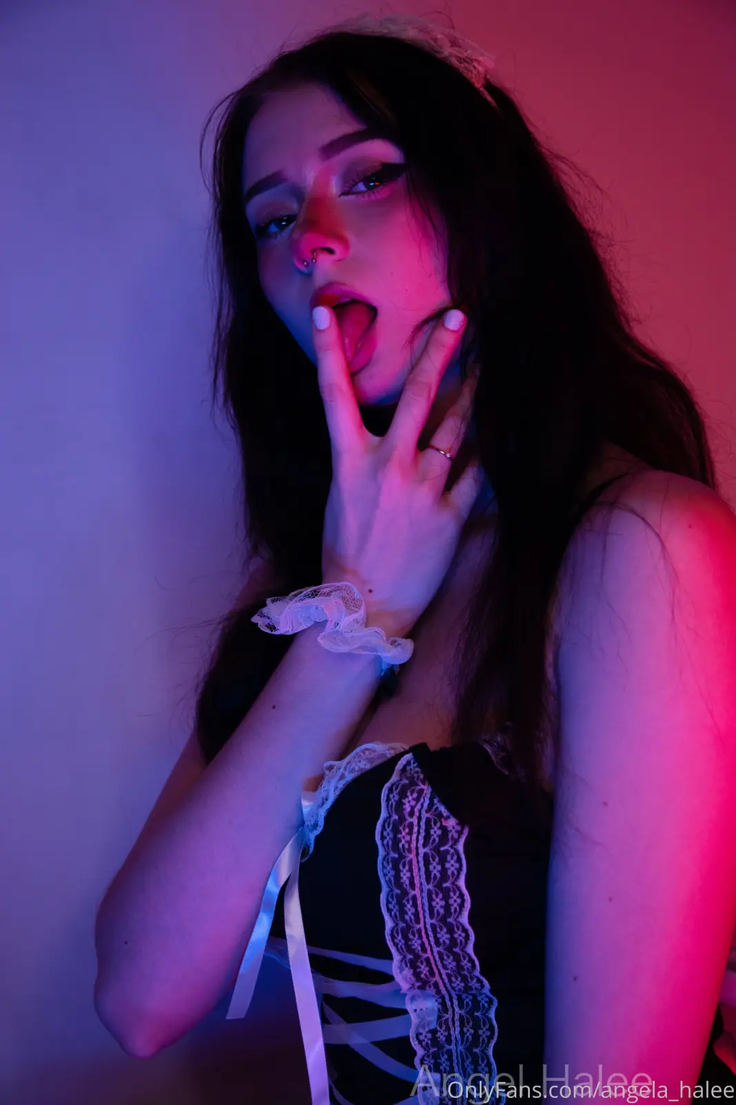 Angela Halee Teases in Leather Harness & Neon — 7