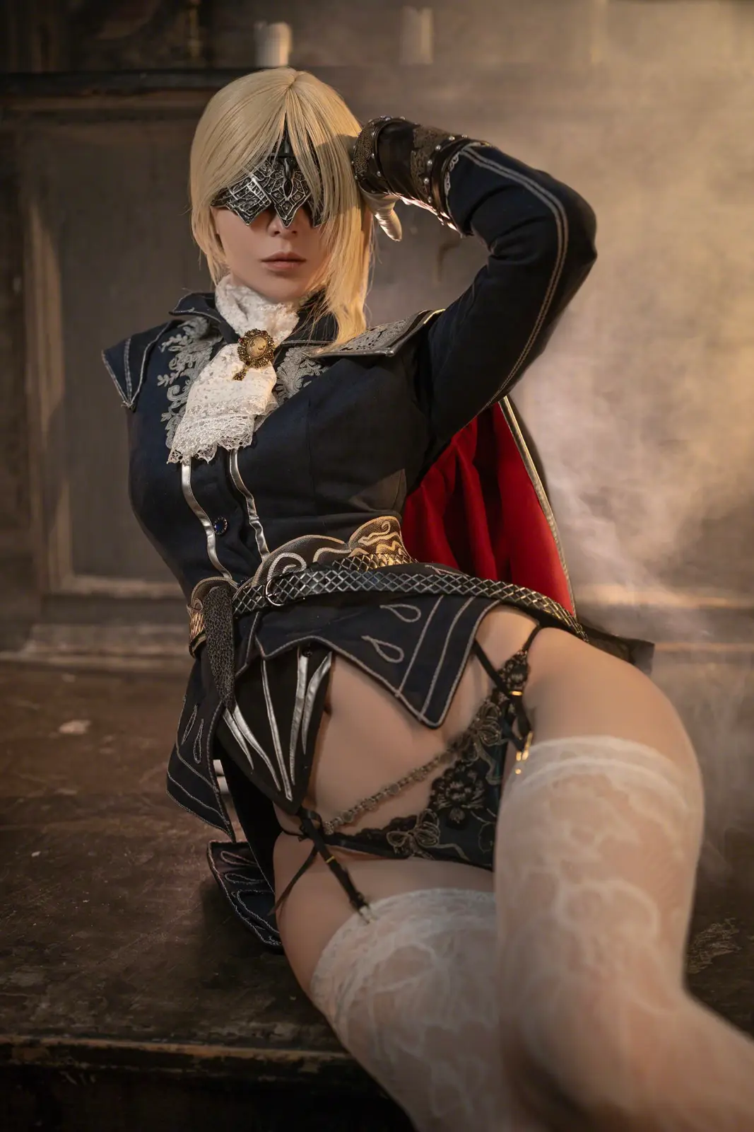 Vinnegal's Masked 2B Cosplay: Lace & Messy Tease