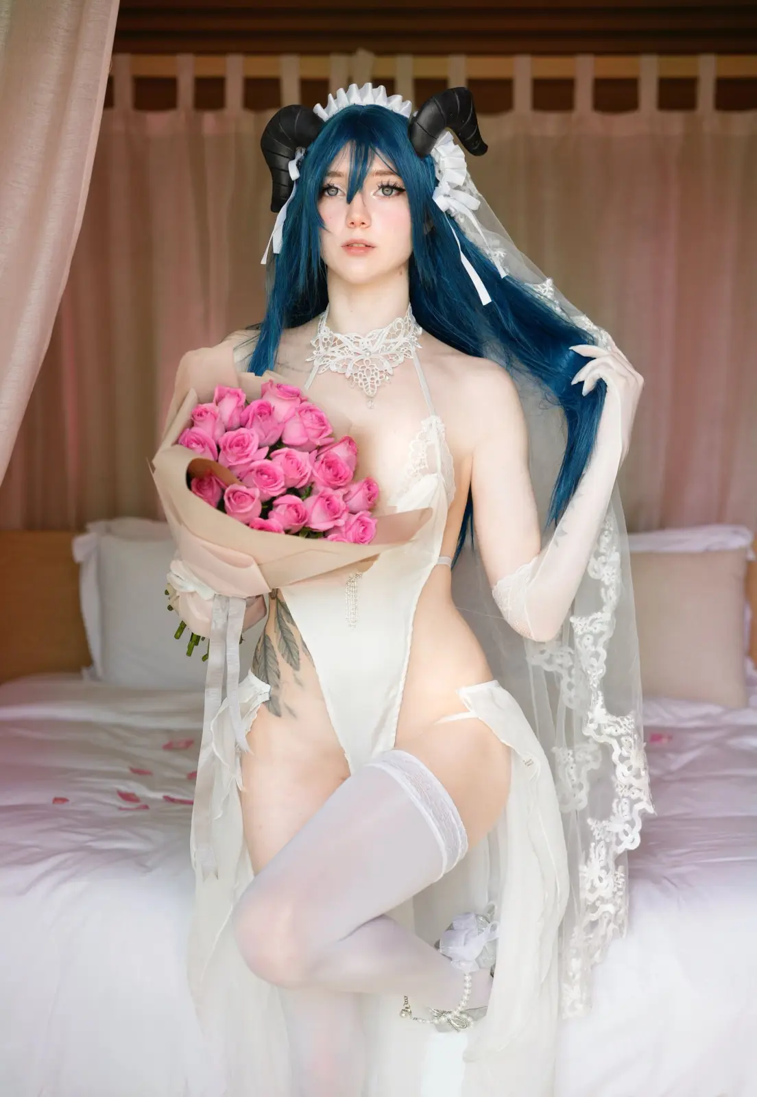 Astasiangel Horns Elf Ears and Colorful Wigs in Mirror Selfies — 4