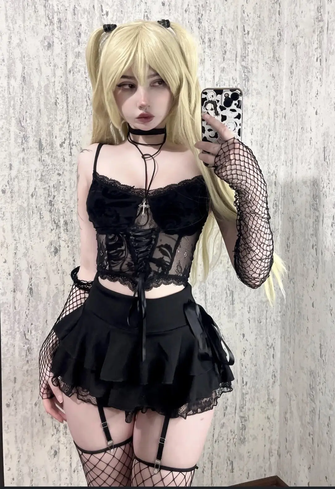 Alskohope Yezhikali Fishnet & Chain Tease Selfies — 8