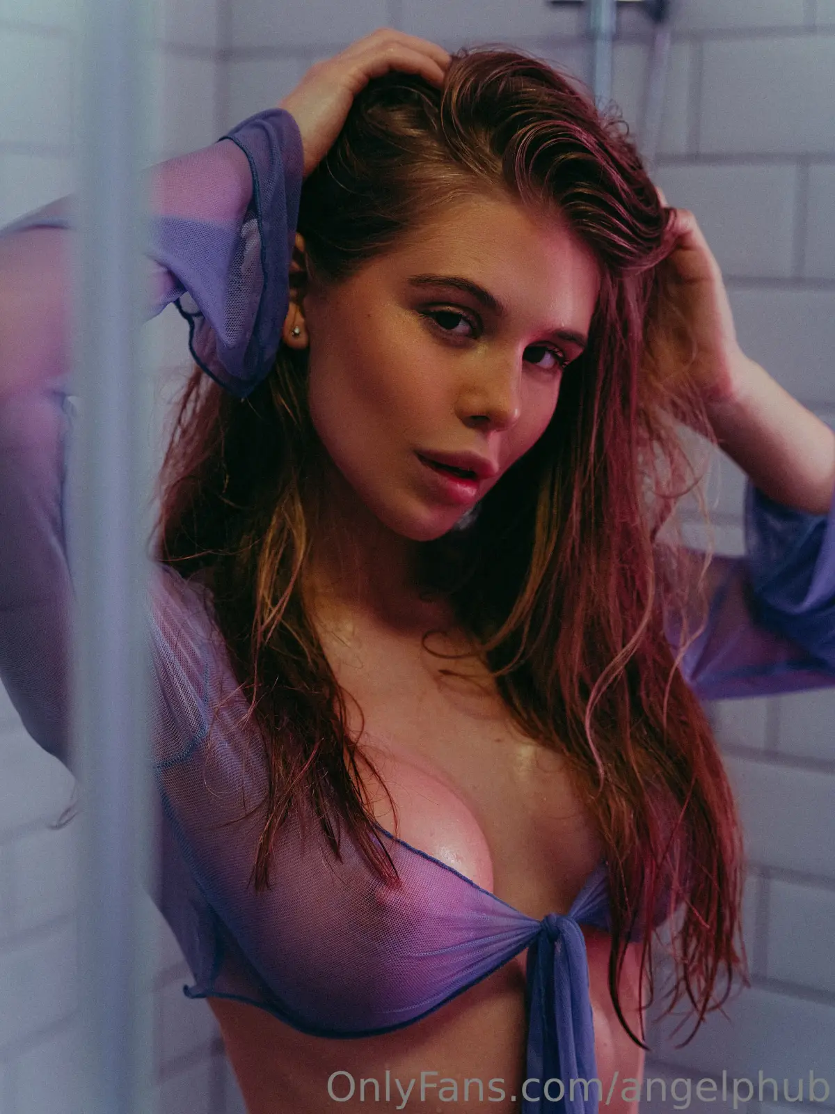 Littleangelph Soaks Sheer Top in Shower Then Spreads