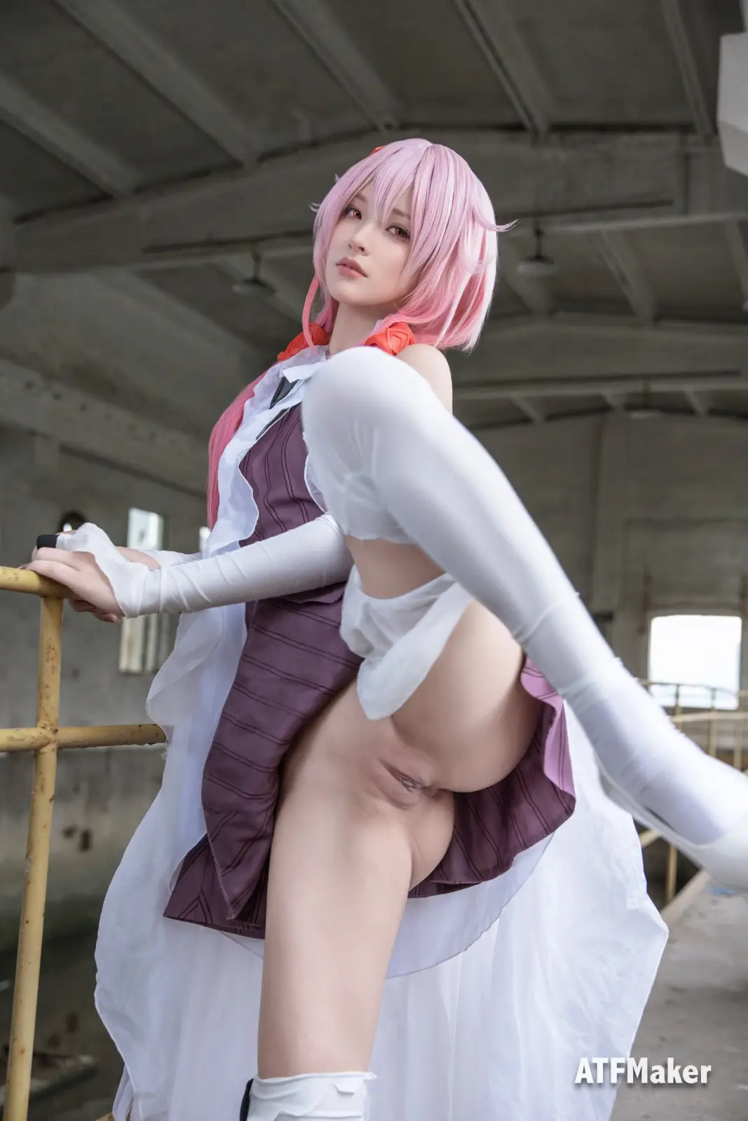 Tsubaki Elf Cosplay to Pink Hair Bathtub Nudes — 6