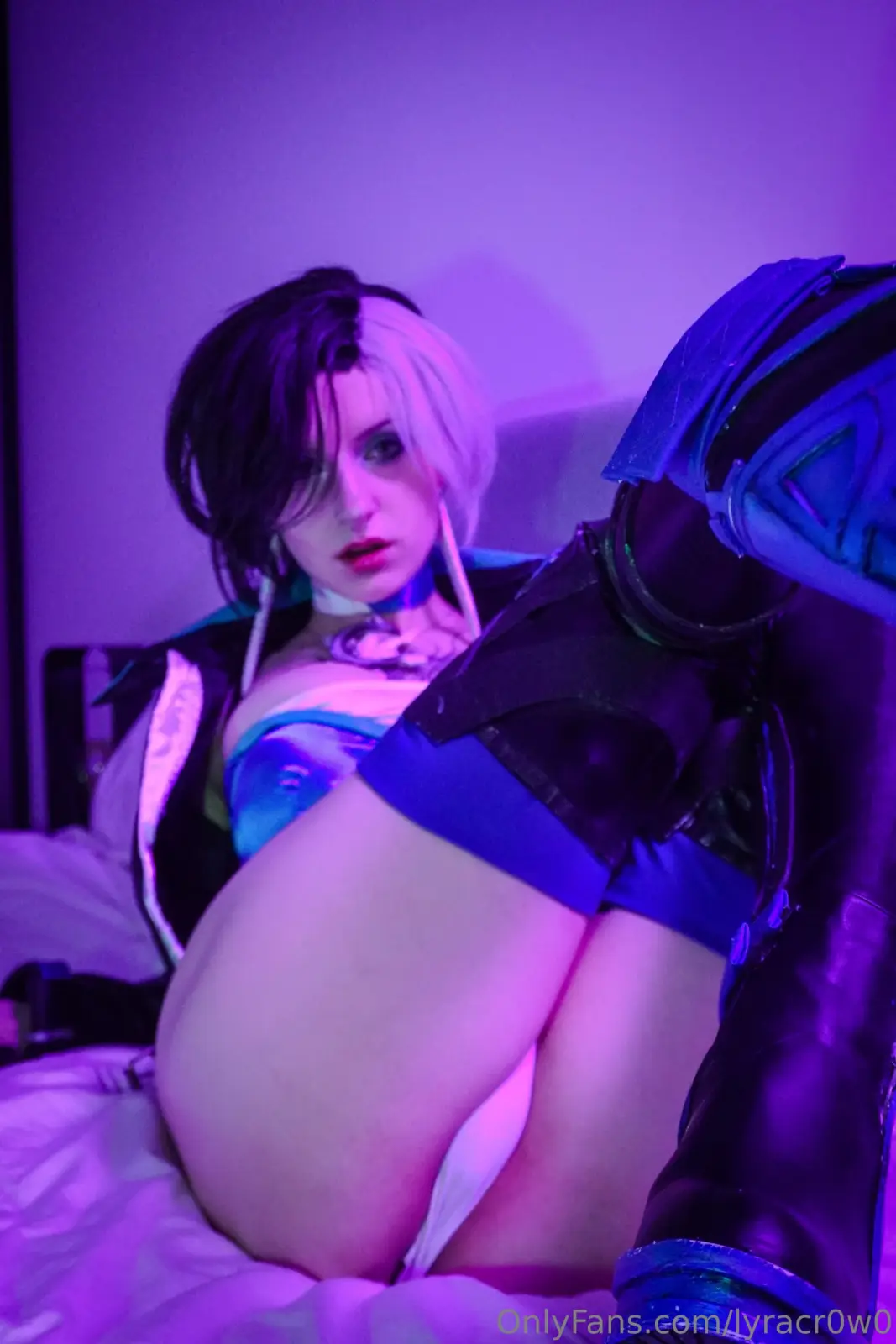 Lyra Crow Blue Hair Tattoo Tease in Lace — 9