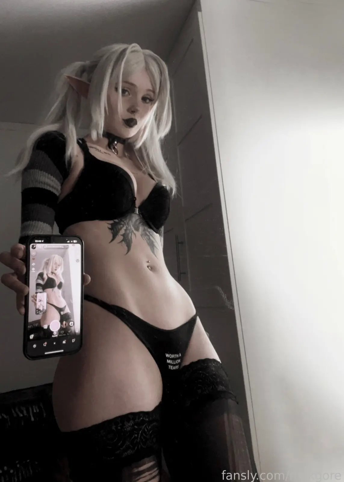 Milkgore Elf Ears & Tattoos Selfie Tease — 4