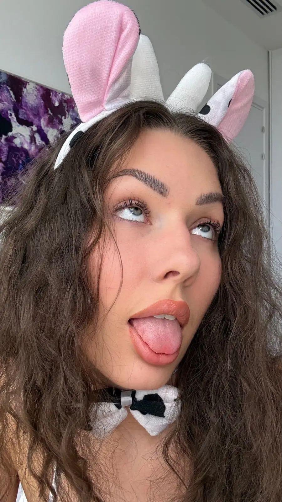 ShaidenRogue Bunny Ears Cow Print Tongue Out and Fishnet Nudes