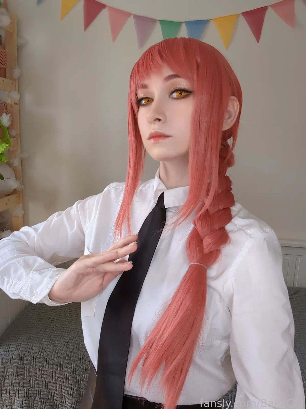 BakaChi Makima Cosplay & Christmas Lingerie Tease — 4